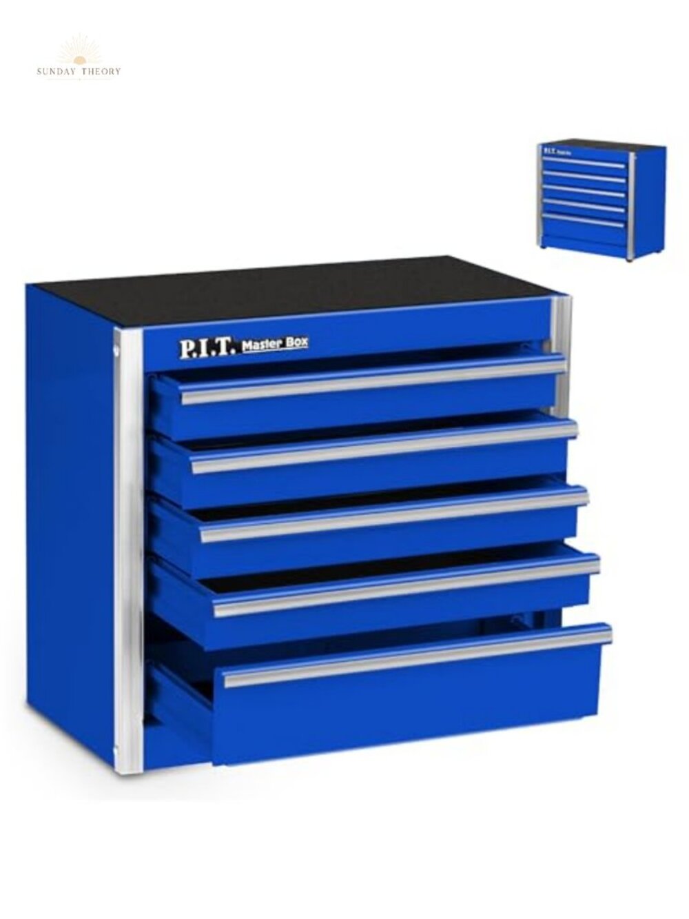PIT Mini Tool Box 5 Drawer Metal Steel Small Organizer Blue
